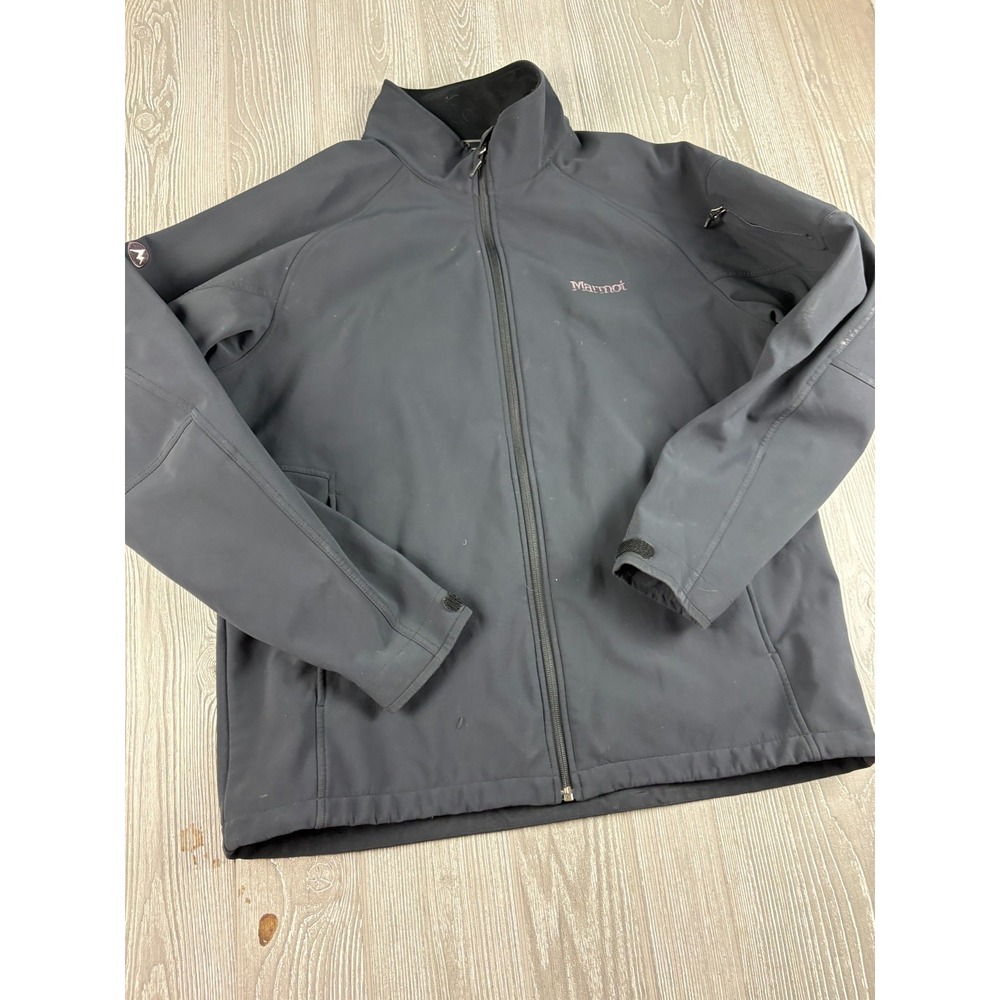 Marmot Mens Zip Up Softshell Jacket Fleece Lined Black XL Outdoor Hiking Jacket